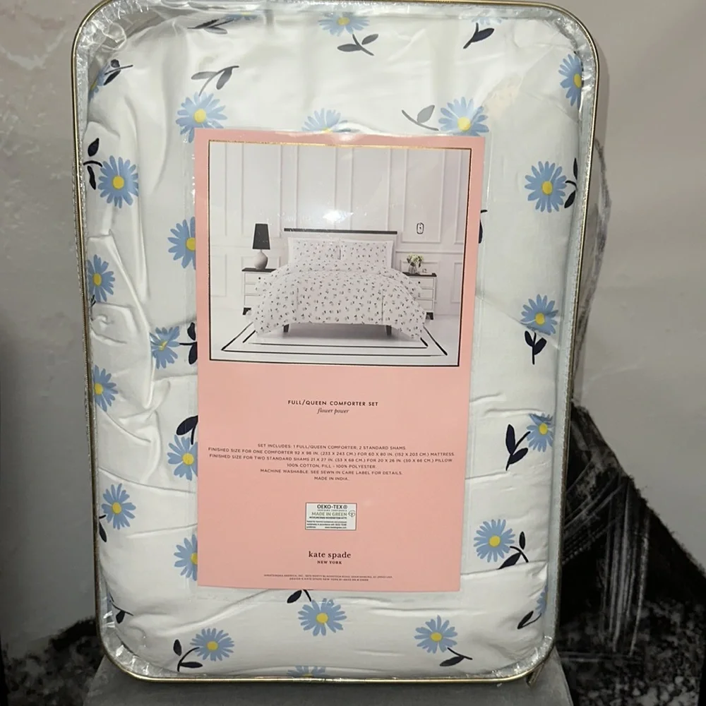 Kate spade full queen comforter set flower power